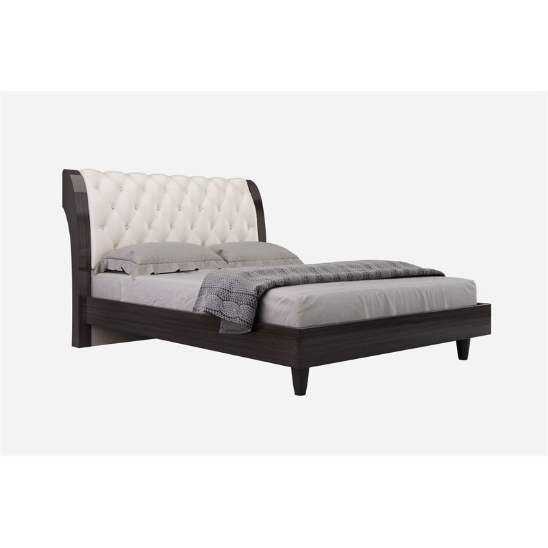 Pemberly Row Modern Lacquer Wood California King Bed in Beige