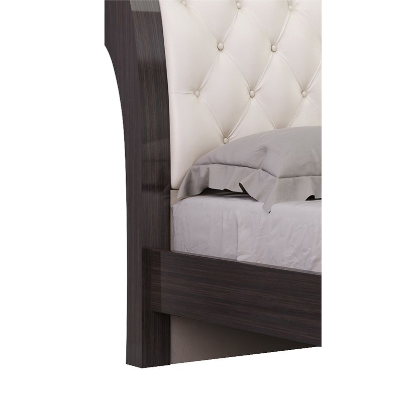 Pemberly Row Modern Lacquer Wood California King Bed in Beige