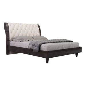 Pemberly Row Modern / Contemporary Lacquer Wood Queen Bed in Beige