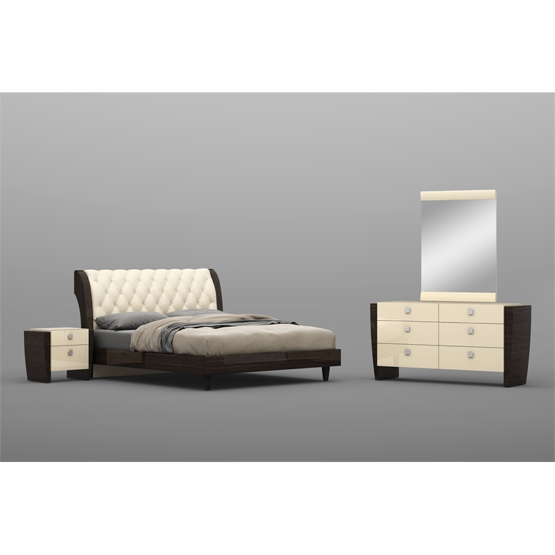 Pemberly Row Contemporary 4-Piece Wood Eastern King Bedroom Set in Beige