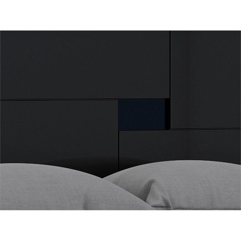 Pemberly Row Modern Lacquer Wood California King Bed in Gloss Black