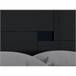 Pemberly Row Contemporary Lacquer Wood Queen Bed in Gloss Black