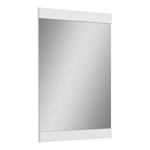 Pemberly Row Contemporary Lacquer Wood Mirror in Gloss White