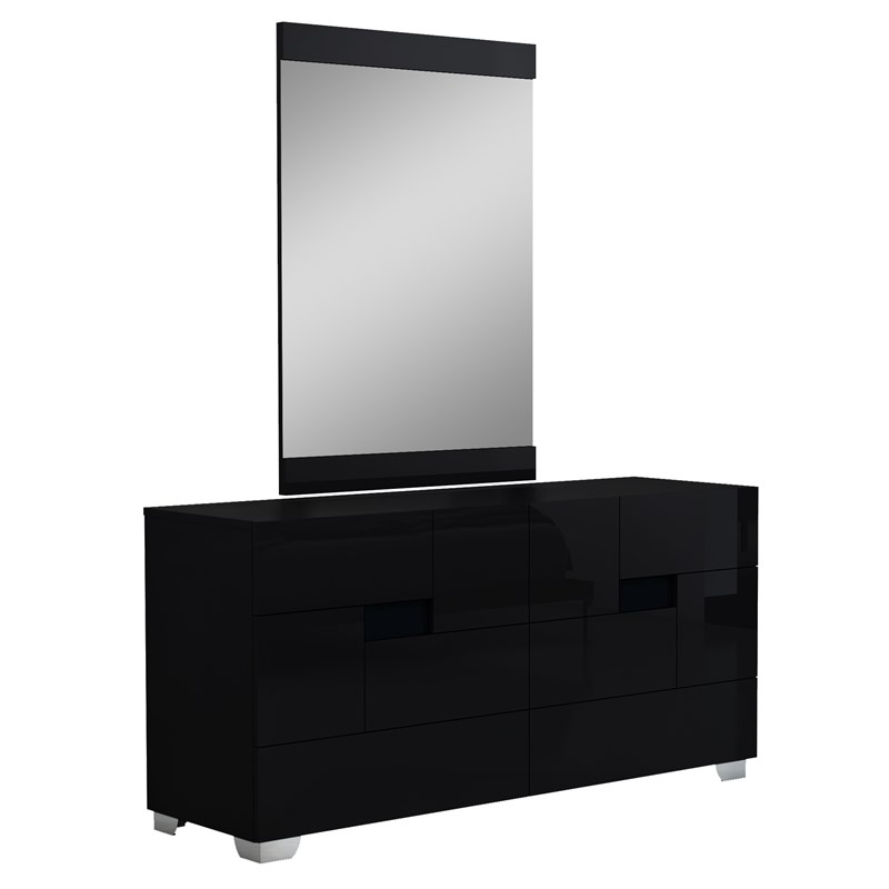 Pemberly Row Contemporary 4-Piece Wood Queen Bedroom Set in Black
