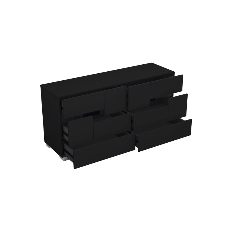 Pemberly Row Contemporary 4-Piece Wood Queen Bedroom Set in Black