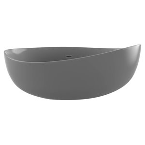 Pemberly Row Contemporary 71&quot Stone Freestanding Bathtub in Matte Gray