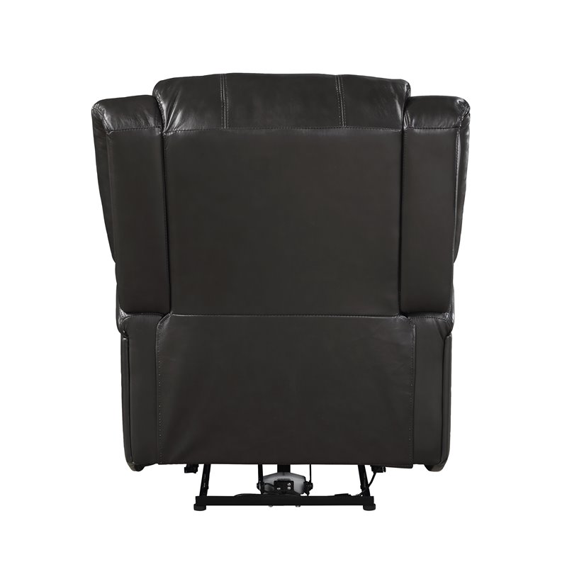 Pemberly Row Modern Wood & Faux Leather Power Reclining Chair in Brown
