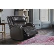 Pemberly Row Modern Wood & Faux Leather Power Reclining Chair in Brown