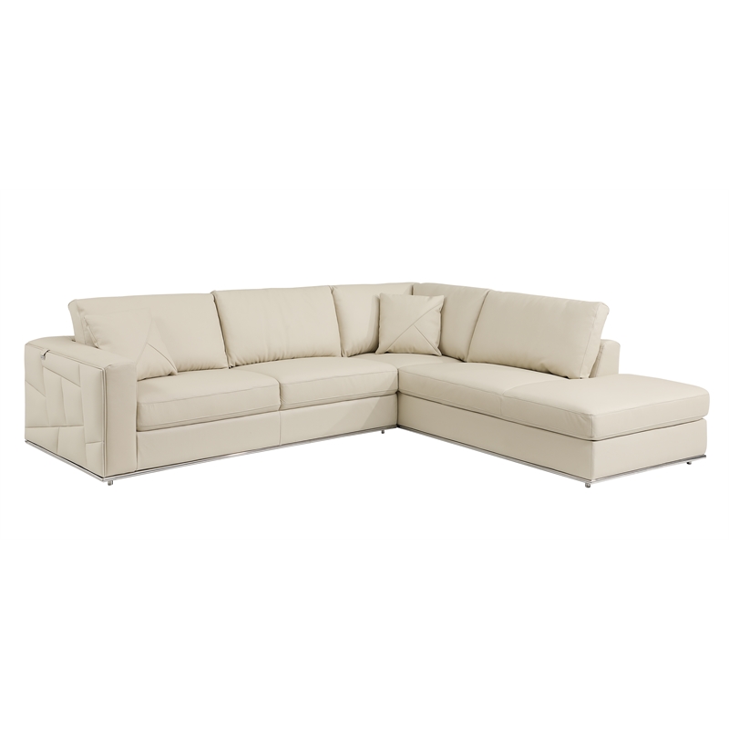 Pemberly Row Transitional Italian Top Grain Leather Sectional