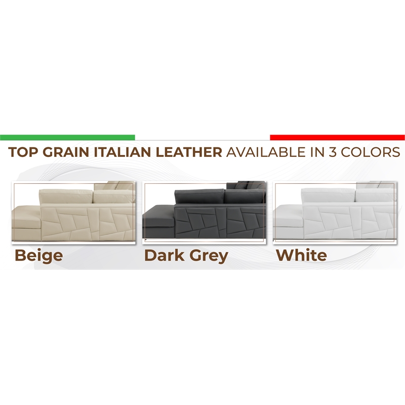 Pemberly Row Transitional Italian Top Grain Leather Sectional