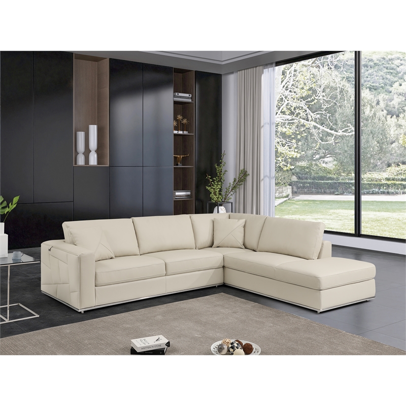 Pemberly Row Transitional Italian Top Grain Leather Sectional