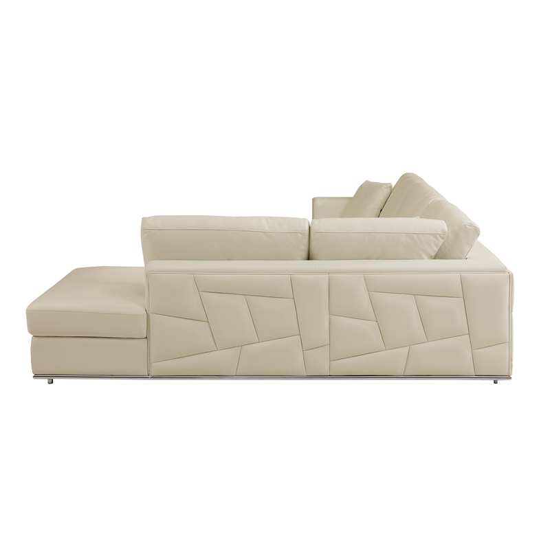 Pemberly Row Transitional Italian Top Grain Leather Sectional