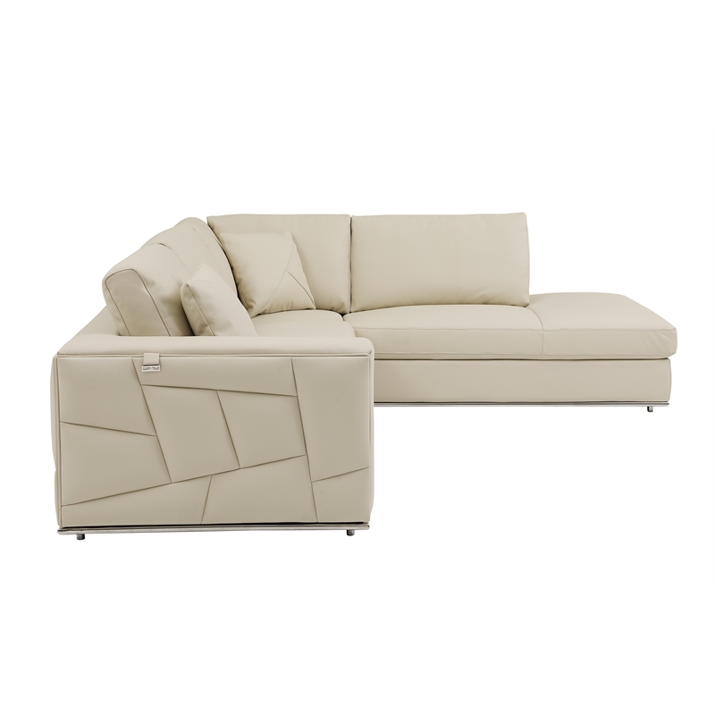 Pemberly Row Transitional Italian Top Grain Leather Sectional
