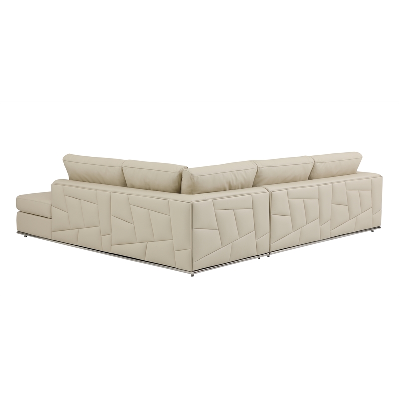 Pemberly Row Transitional Italian Top Grain Leather Sectional