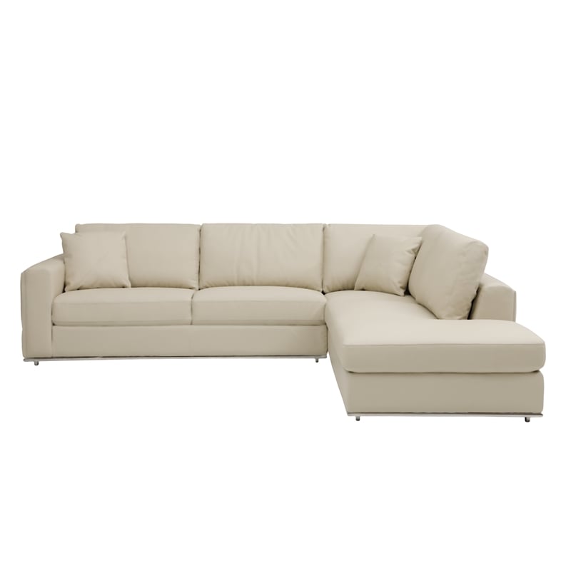 Pemberly Row Transitional Italian Top Grain Leather Sectional
