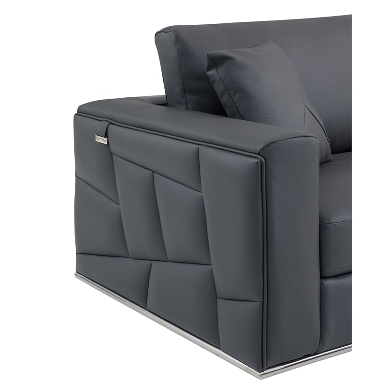 Pemberly Row Transitional Italian Top Grain Leather Sectional