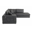 Pemberly Row Transitional Italian Top Grain Leather Sectional