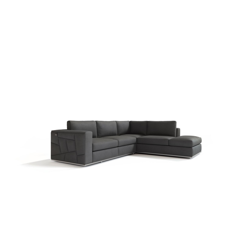 Pemberly Row Transitional Italian Top Grain Leather Sectional