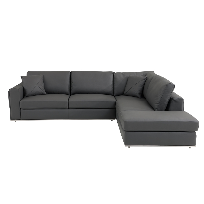 Pemberly Row Transitional Italian Top Grain Leather Sectional