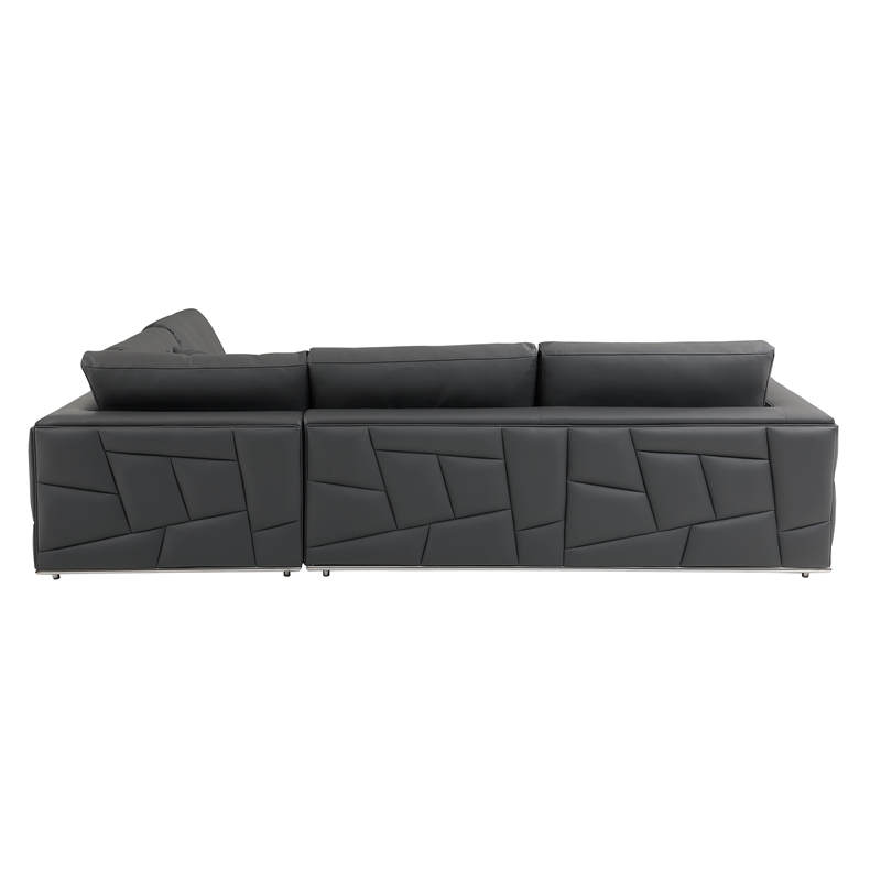 Pemberly Row Transitional Italian Top Grain Leather Sectional