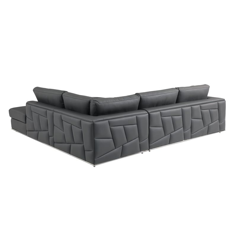 Pemberly Row Transitional Italian Top Grain Leather Sectional