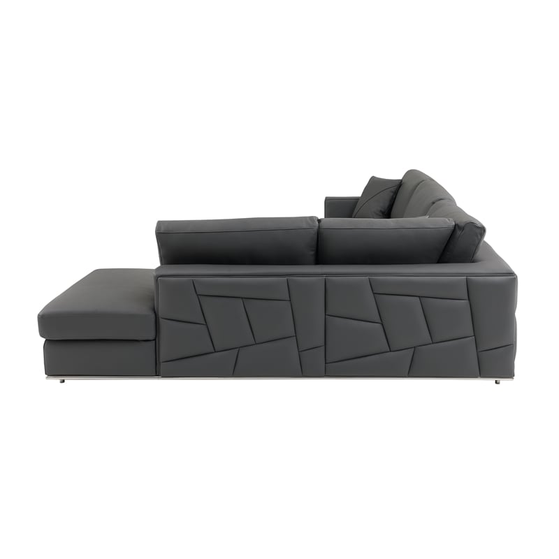 Pemberly Row Transitional Italian Top Grain Leather Sectional