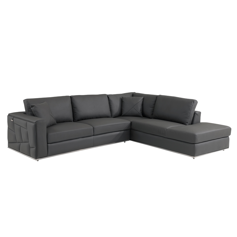 Pemberly Row Transitional Italian Top Grain Leather Sectional