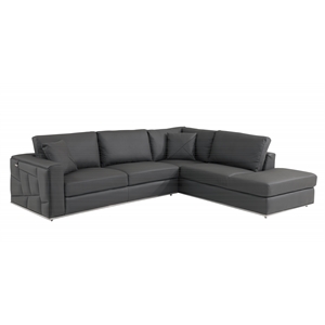 Pemberly Row Transitional Italian Top Grain Leather Sectional