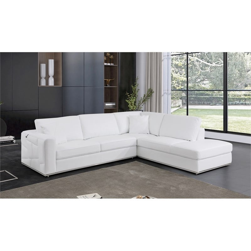 Pemberly Row Transitional Italian Top Grain Leather Sectional