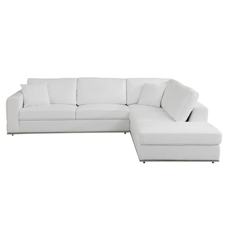 Pemberly Row Transitional Italian Top Grain Leather Sectional