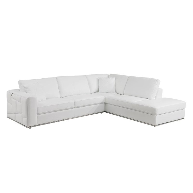 Pemberly Row Transitional Italian Top Grain Leather Sectional