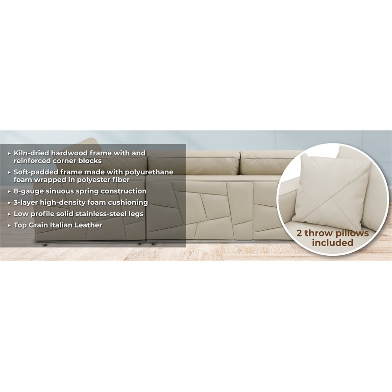 Pemberly Row Transitional Italian Top Grain Leather Sectional