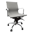 Pemberly Row Low Back Gray Leather Office Chair with Recliner Locks Swivel
