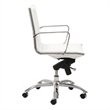 Pemberly Row Low Back White Leather Office Chair with Recliner Locks Swivel