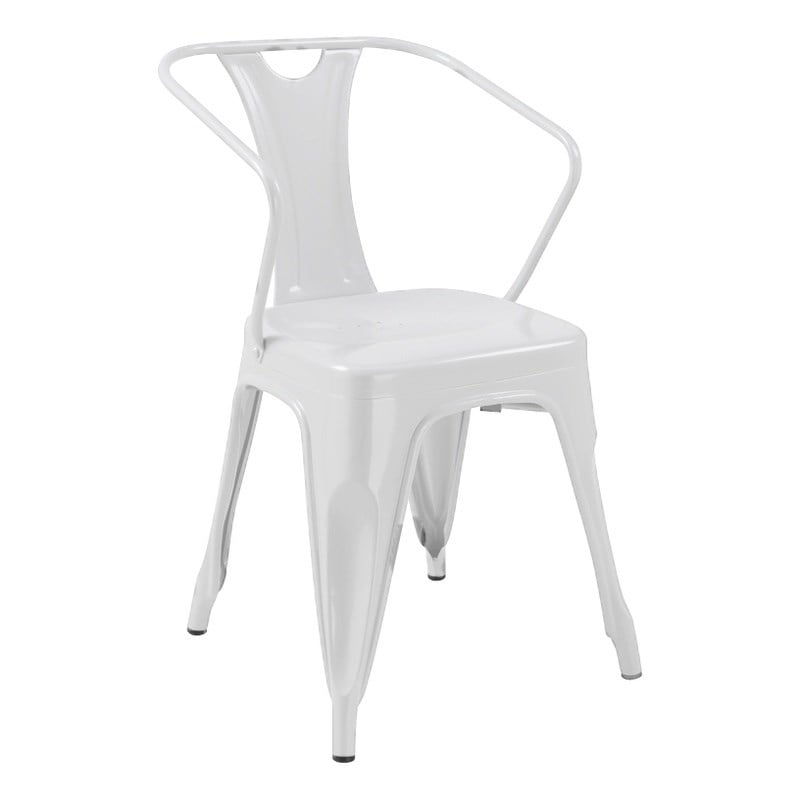Pemberly Row Contemporary Black Metal Chair with ARM Set of 4