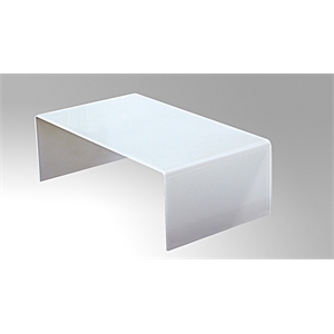 Pemberly Row White Bent Tempered Glass Coffee Table Thickness12mm