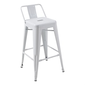 Pemberly Row Contemporary Metal Bar Stool in White (Set of 4)
