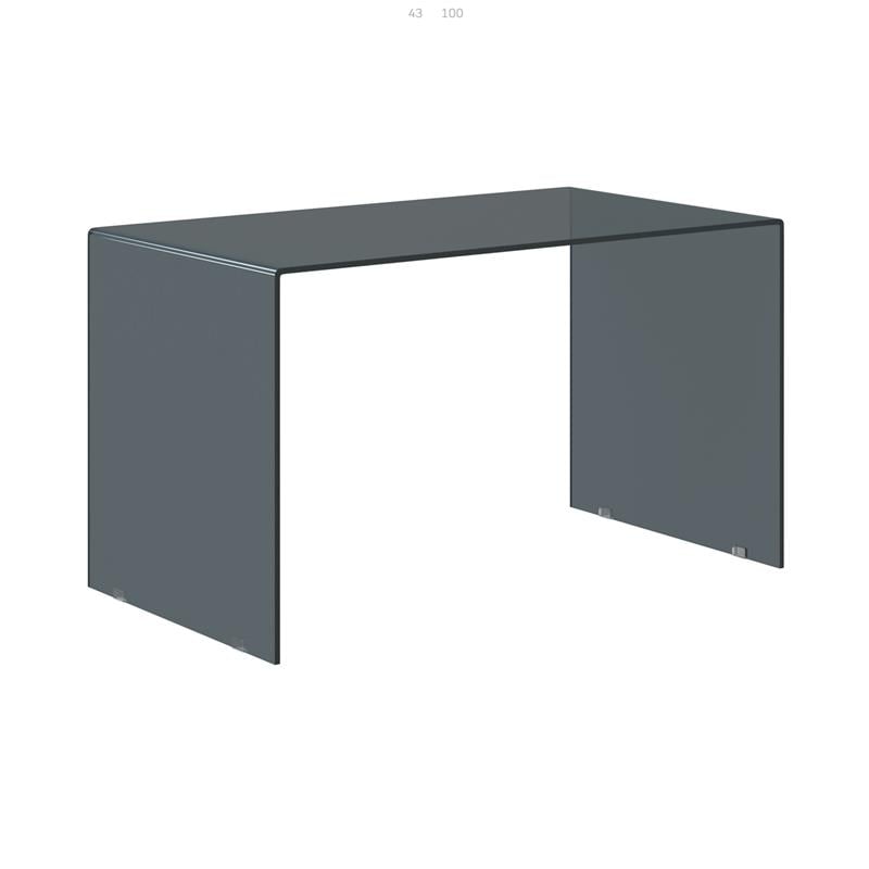 Pemberly Row Modern / Contemporary Glass Desk in Transparent Gray