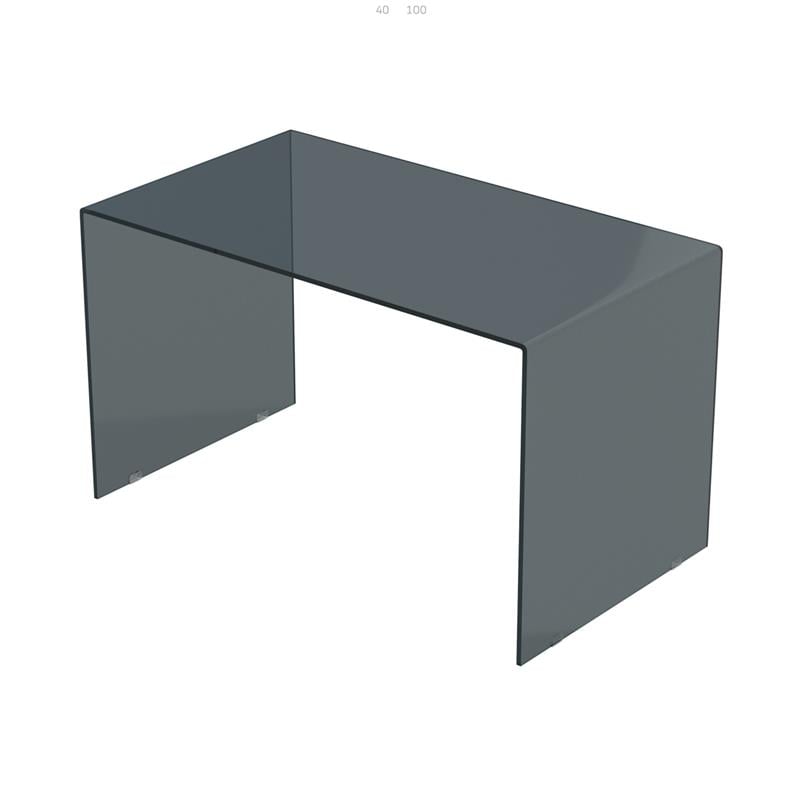 Pemberly Row Modern / Contemporary Glass Desk in Transparent Gray