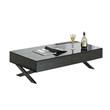 Pemberly Row Coffee Table Black/Gray Mirror with Chrome Legs