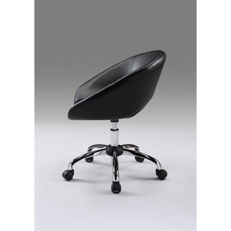 Pemberly Row Polyurethane Office Chair with Chrome Base in Black
