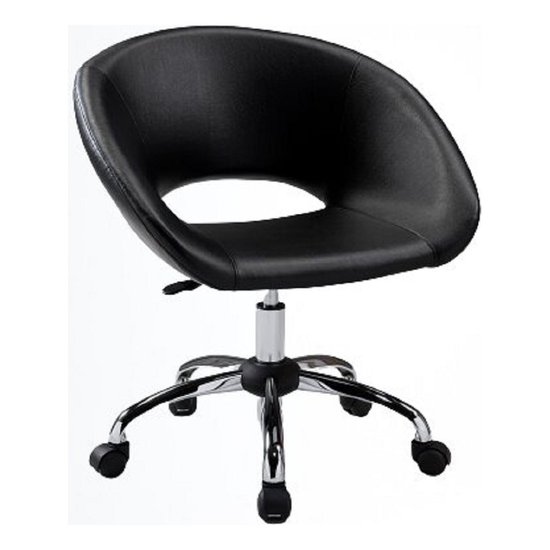 Pemberly Row Polyurethane Office Chair with Chrome Base in Black