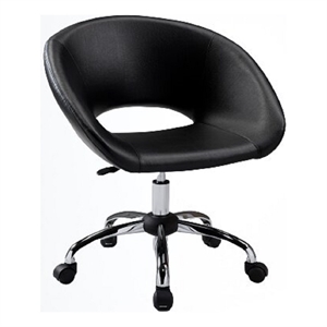 Pemberly Row Polyurethane Office Chair with Chrome Base in Black