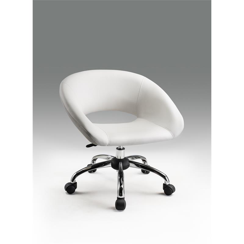 Pemberly Row Donut Office Chair Faux Leather with Chrome Base