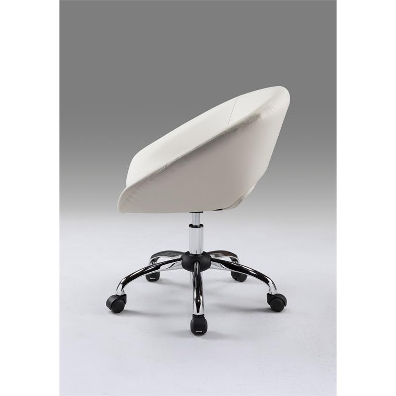 Pemberly Row Donut Office Chair Faux Leather with Chrome Base
