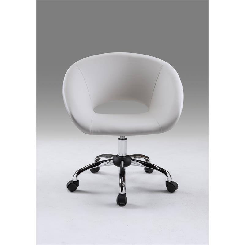 Pemberly Row Donut Office Chair Faux Leather with Chrome Base