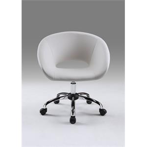 Pemberly Row Donut Office Chair Faux Leather with Chrome Base