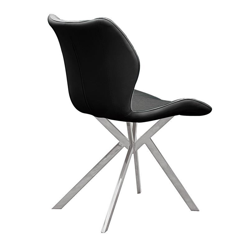 Pemberly Row Dining Chair with Black Seat and Stainless Steel Legs Set of 4
