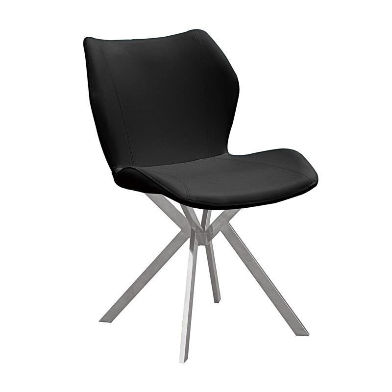 Pemberly Row Dining Chair with Black Seat and Stainless Steel Legs Set of 4
