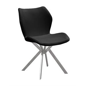 Pemberly Row Dining Chair with Black Seat and Stainless Steel Legs Set of 4